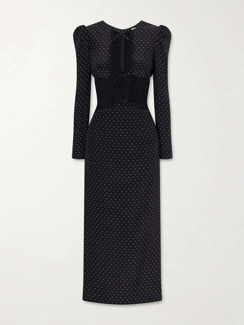 Alessandra Rich Polka-dot Silk Midi Dress