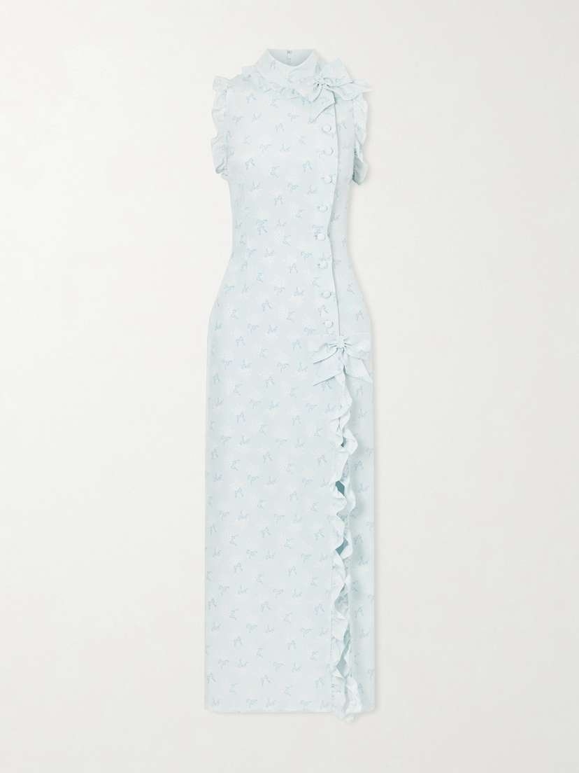 Alessandra Rich Printed Silk Midi Dress