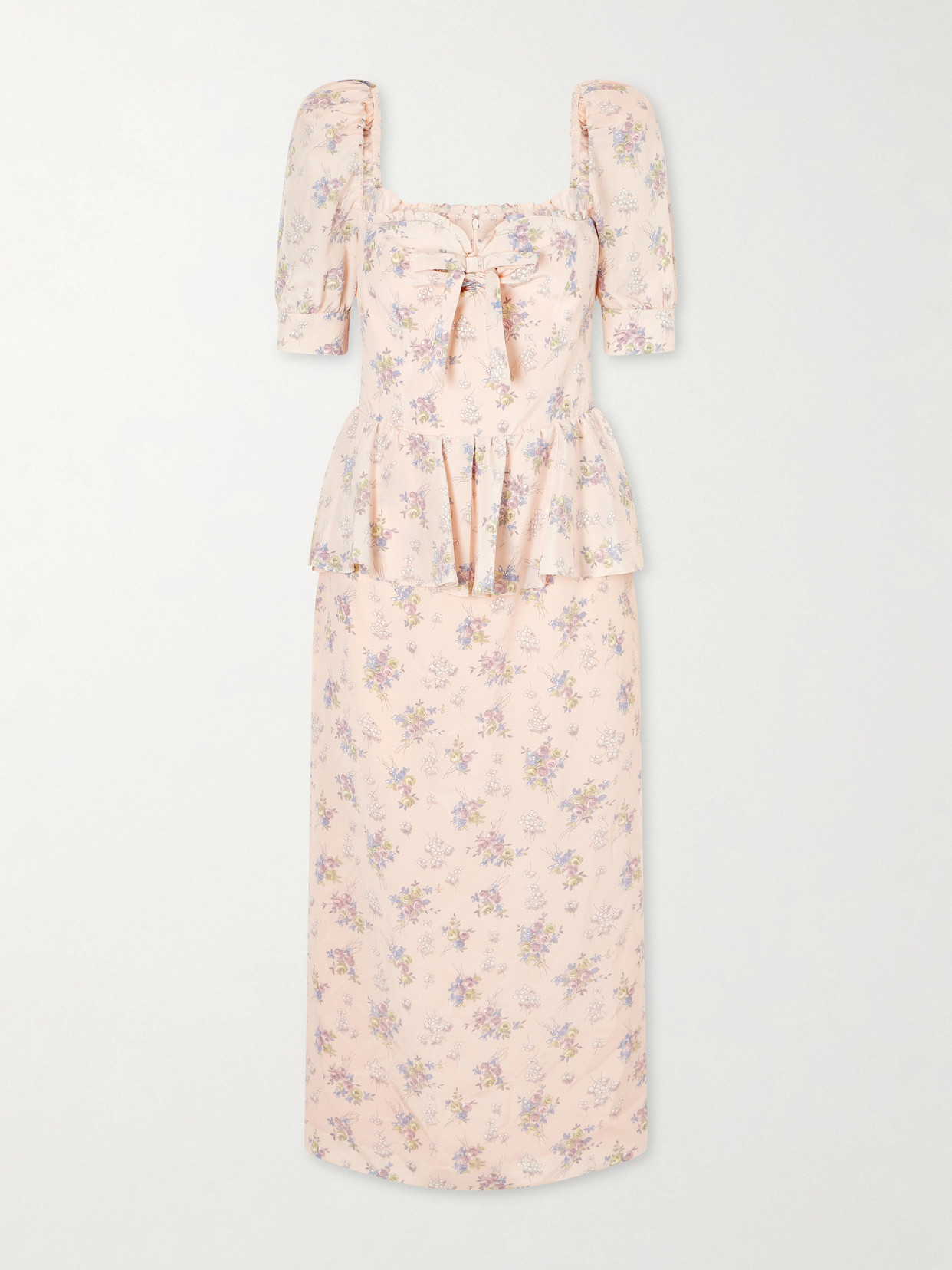 Alessandra Rich Floral-print Silk-satin Midi Dress In Pink