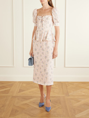 Alessandra Rich Floral-print silk-satin midi dress