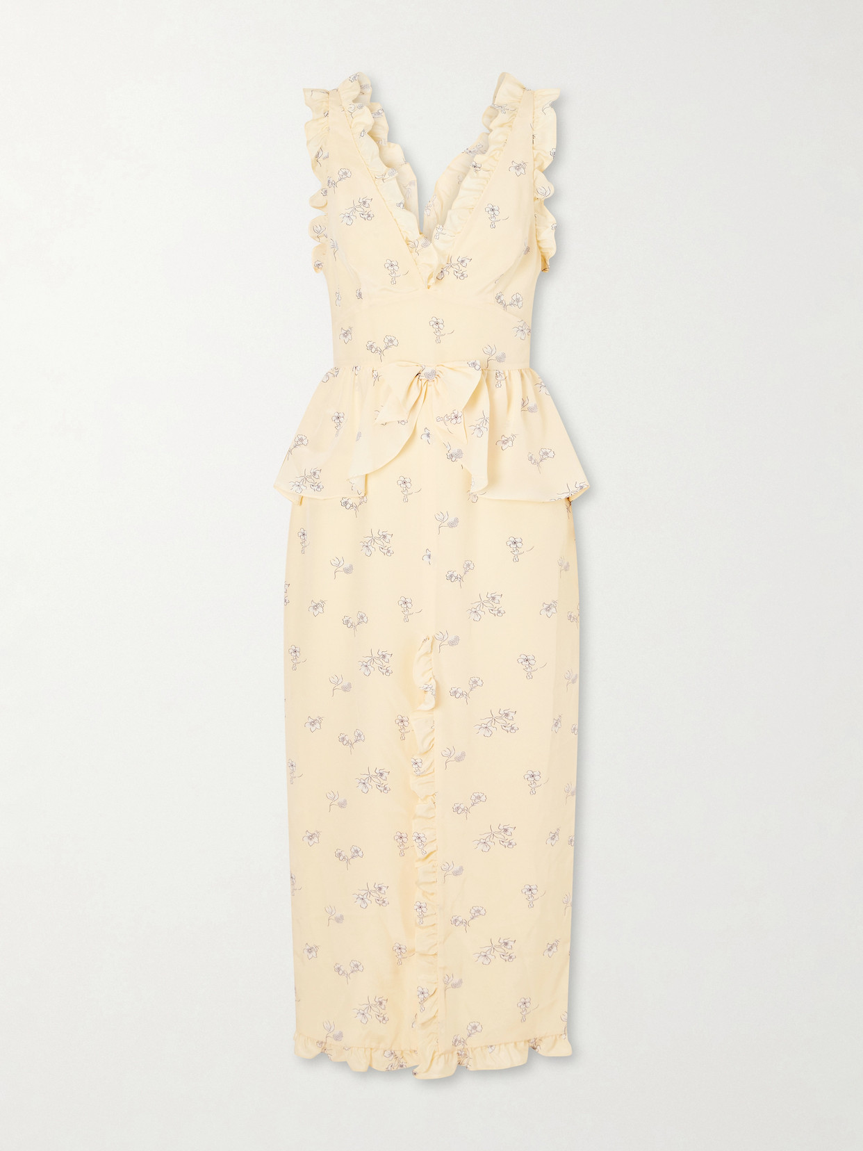 Alessandra Rich Bow-embellished Floral-print Silk Midi Dress In Multi