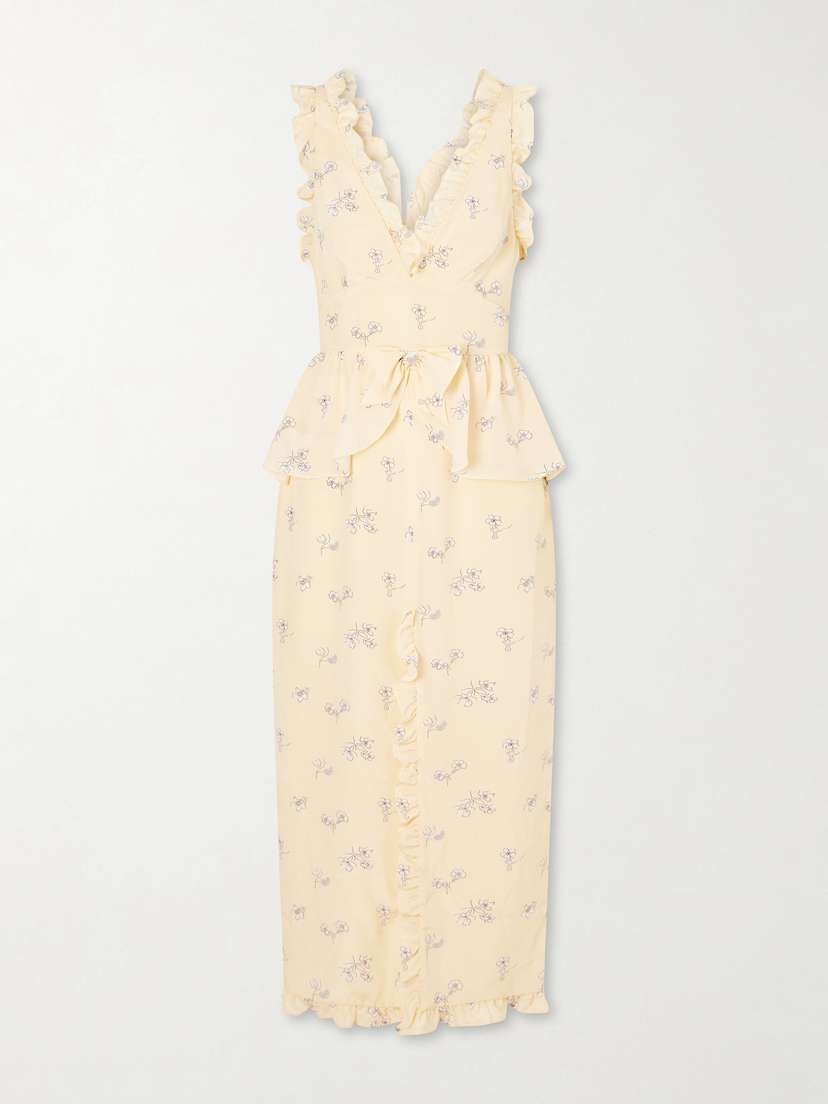 Alessandra Rich Bow-embellished Floral-print Silk Midi Dress