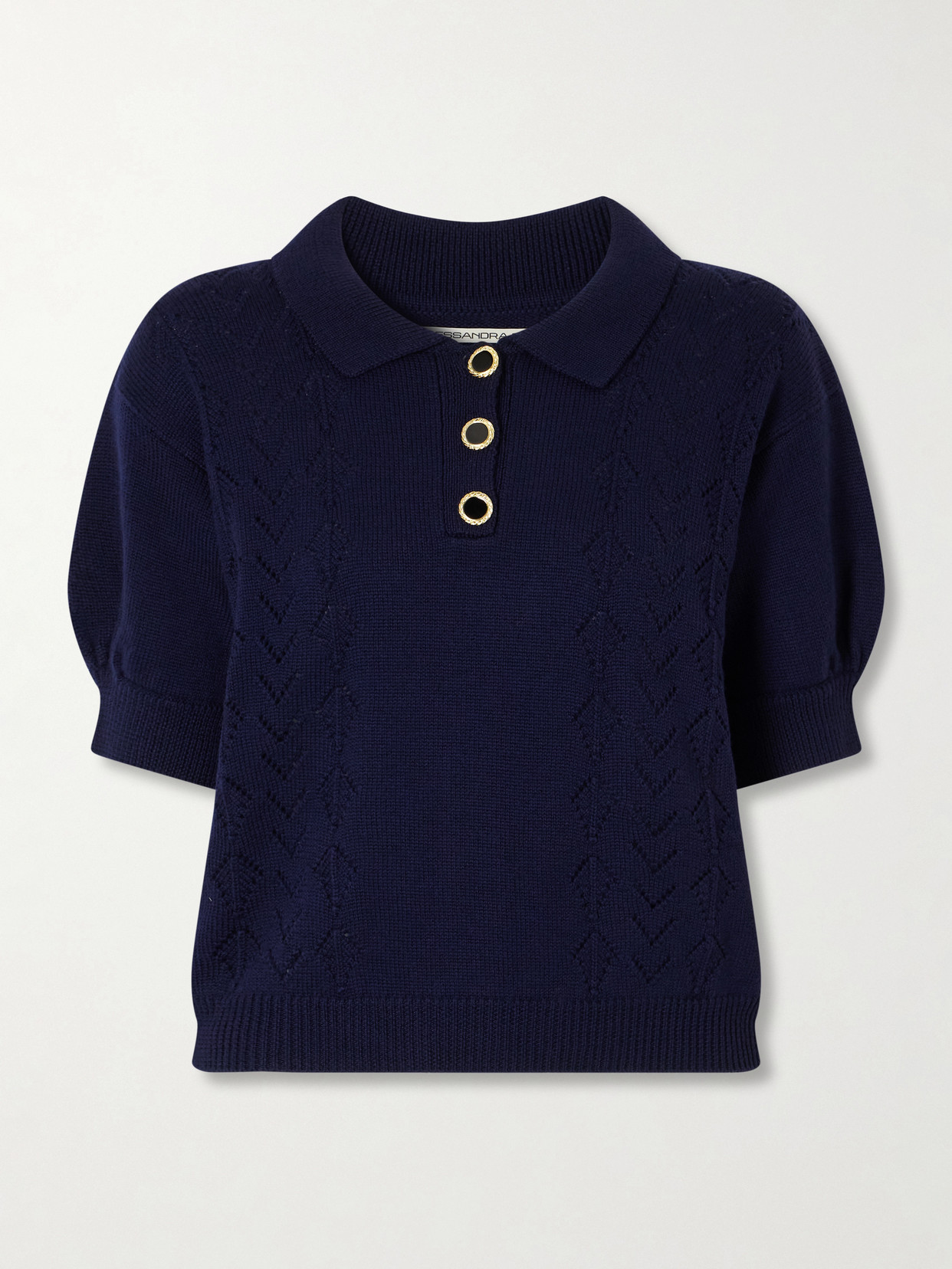 Alessandra Rich Wool Polo Shirt In Blue