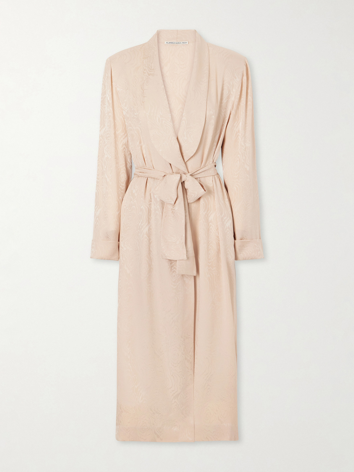 Alessandra Rich Belted Silk-moiré Midi Dress In Pink