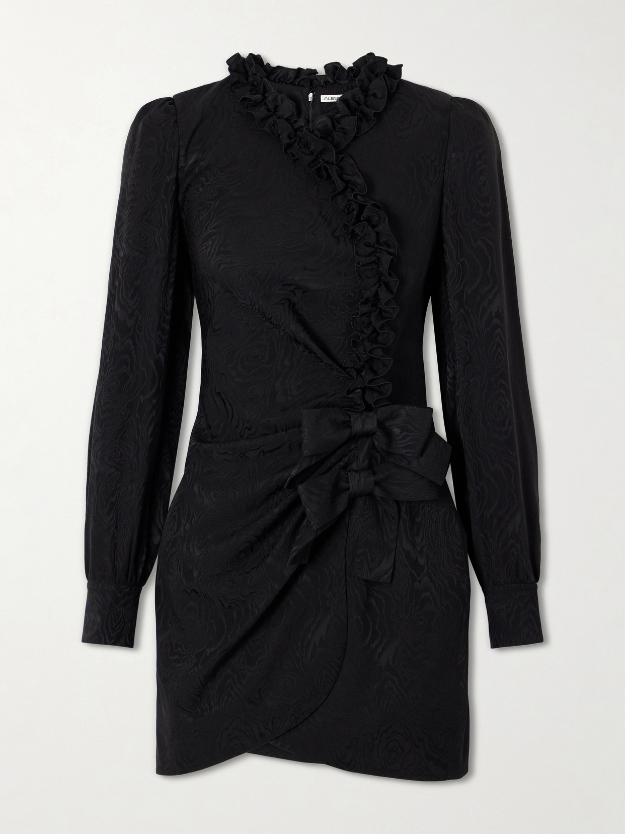 Alessandra Rich Ruffled Silk-jacquard Mini Dress In Black
