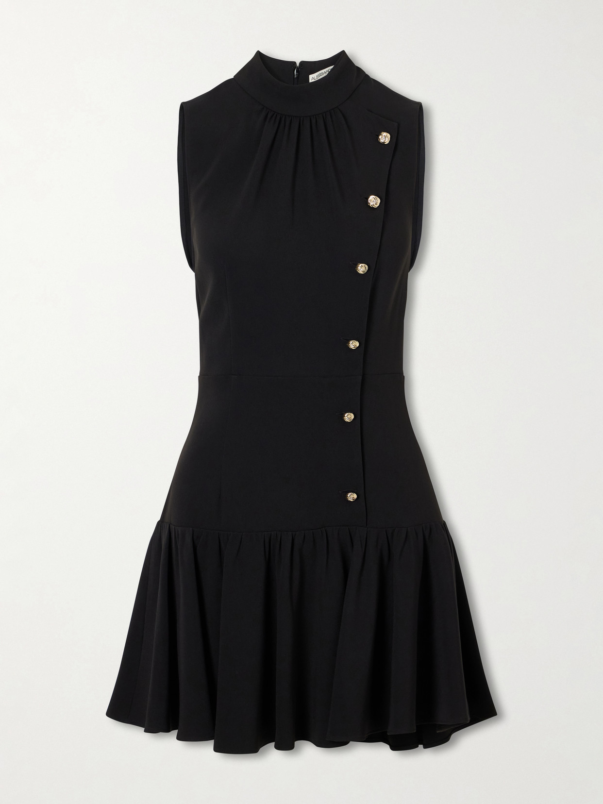 Alessandra Rich Button-embellished Cady Mini Dress In Black
