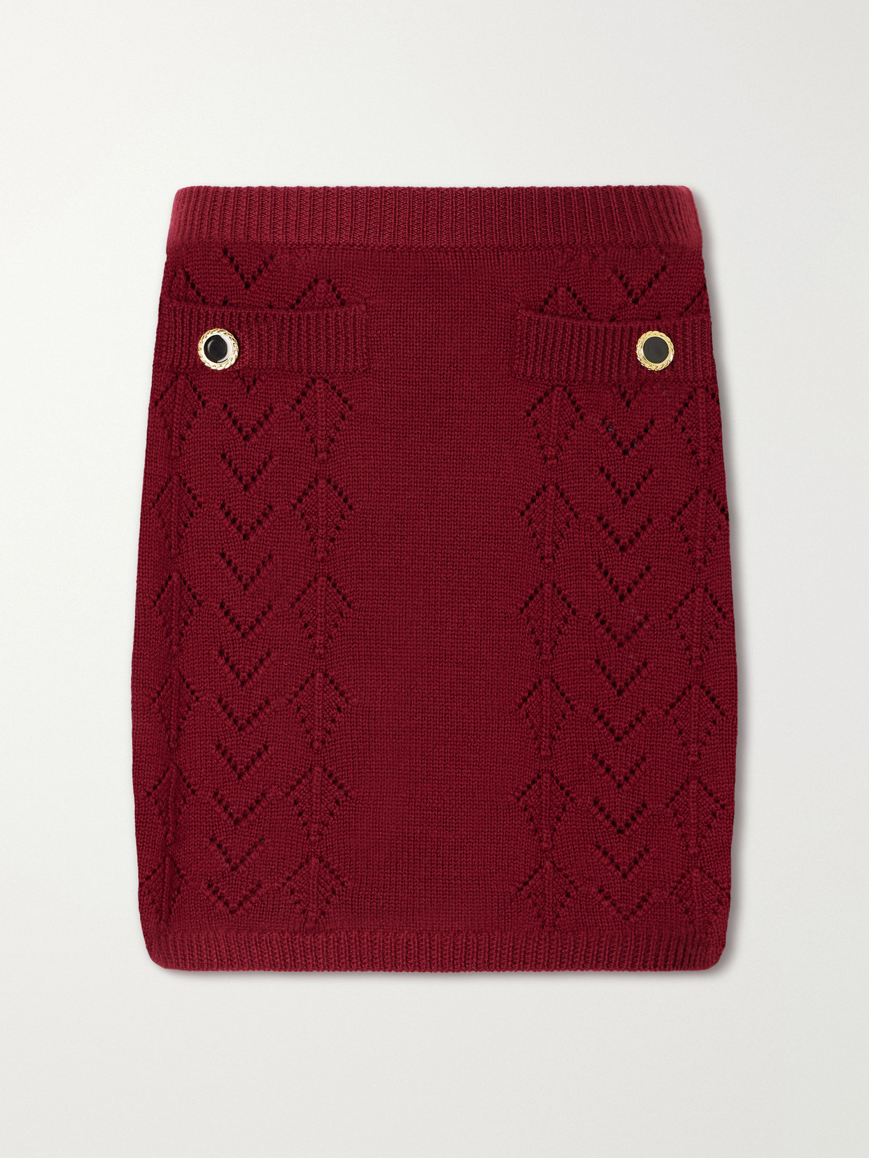Alessandra Rich Virgin Wool Mini Skirt In Burgundy