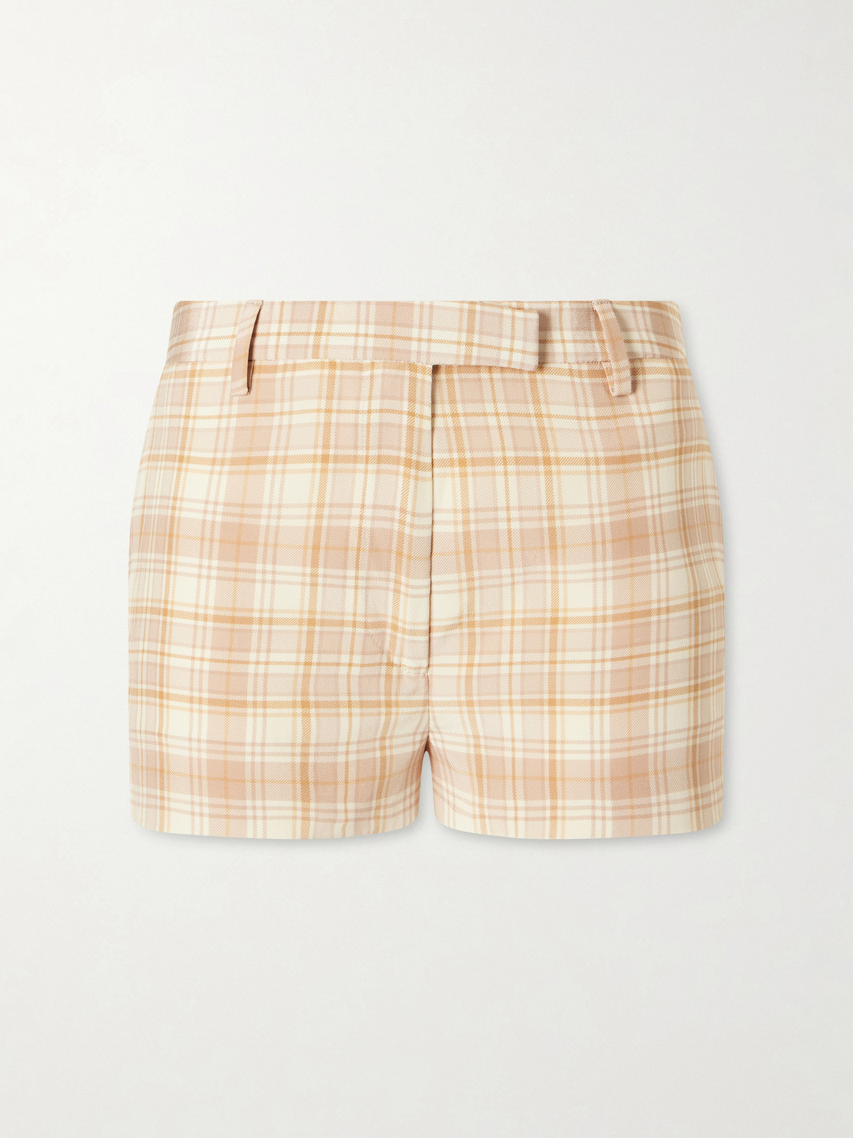 Alessandra Rich Checked Silk Shorts In Neutrals