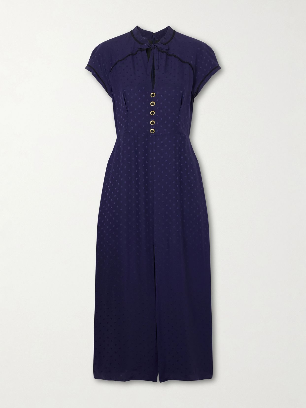 silk jacquard midi dress