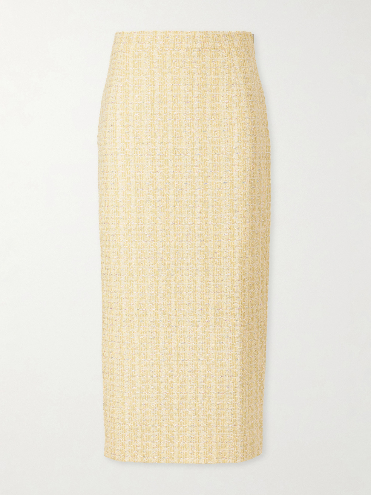 Alessandra Rich Tweed Midi Skirt In Yellow