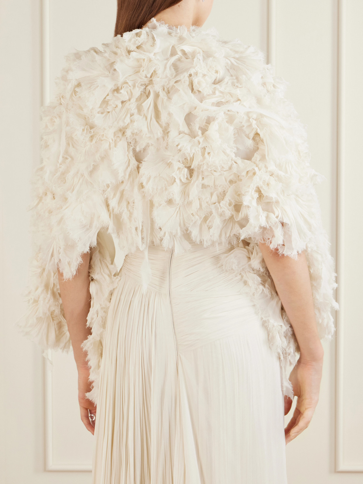 Layered Cape-Effect Georgette Jacket