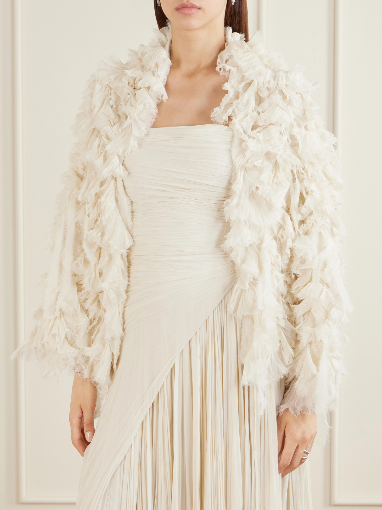 Layered Cape-Effect Georgette Jacket