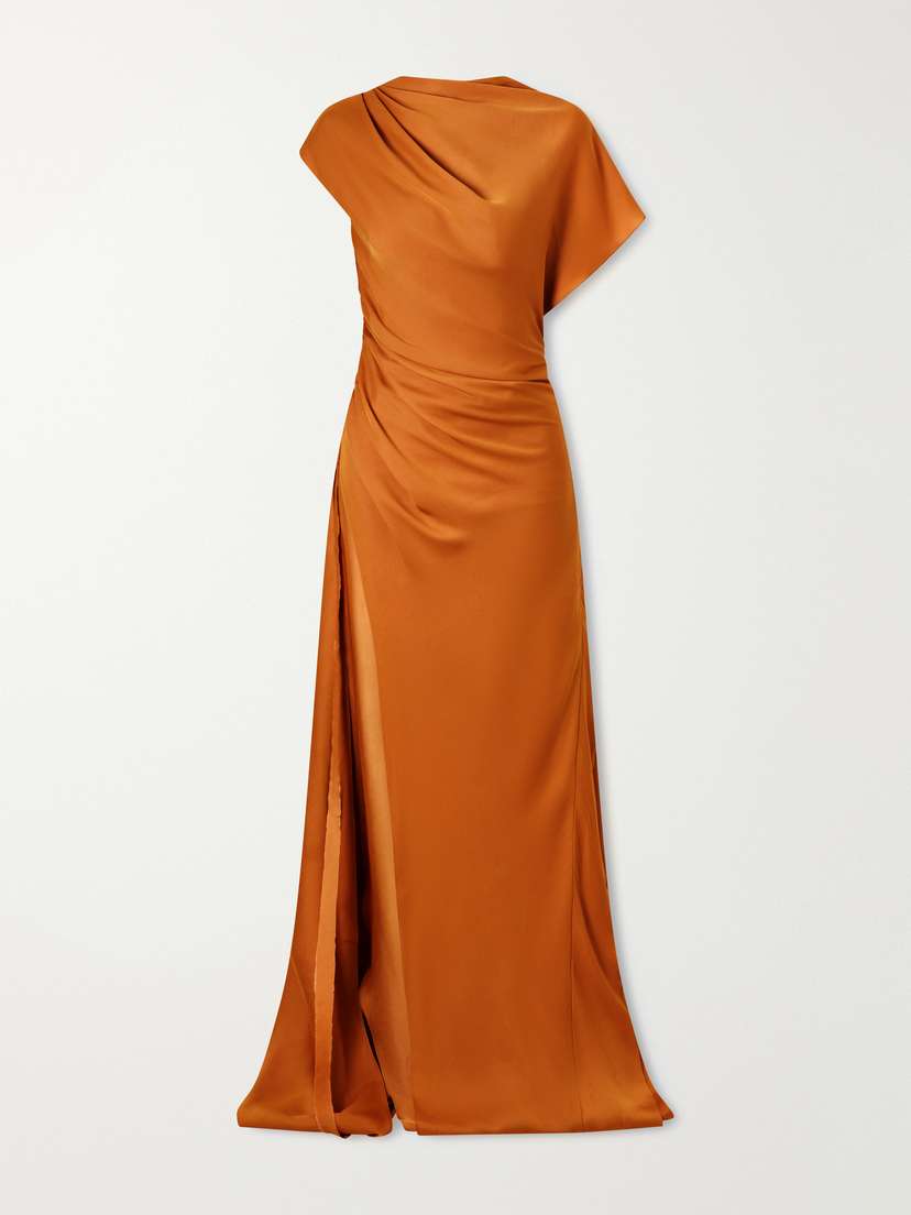 Marmar Halim Asymmetric Draped Satin Gown