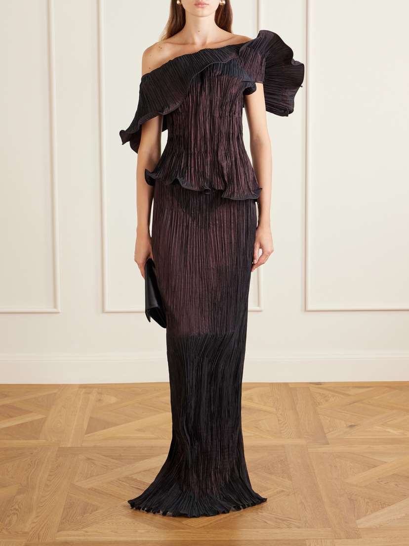Marmar Halim Pleated Off-the-shoulder Taffeta Gown | Thumbnail 2 Marmar Halim Pleated Off-the-shoulder Taffeta Gown | Thumbnail 2