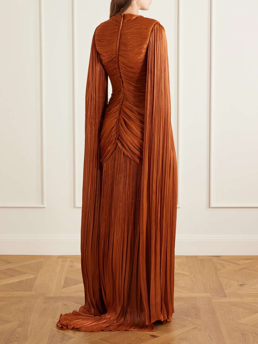 Marmar Halim Pleated Ruched Satin Gown | Thumbnail 3