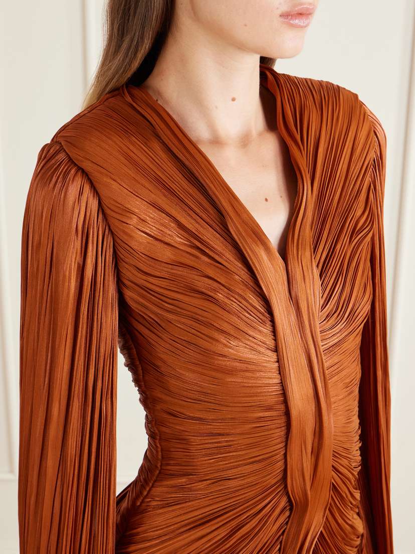 Marmar Halim Pleated Ruched Satin Gown | Thumbnail 4