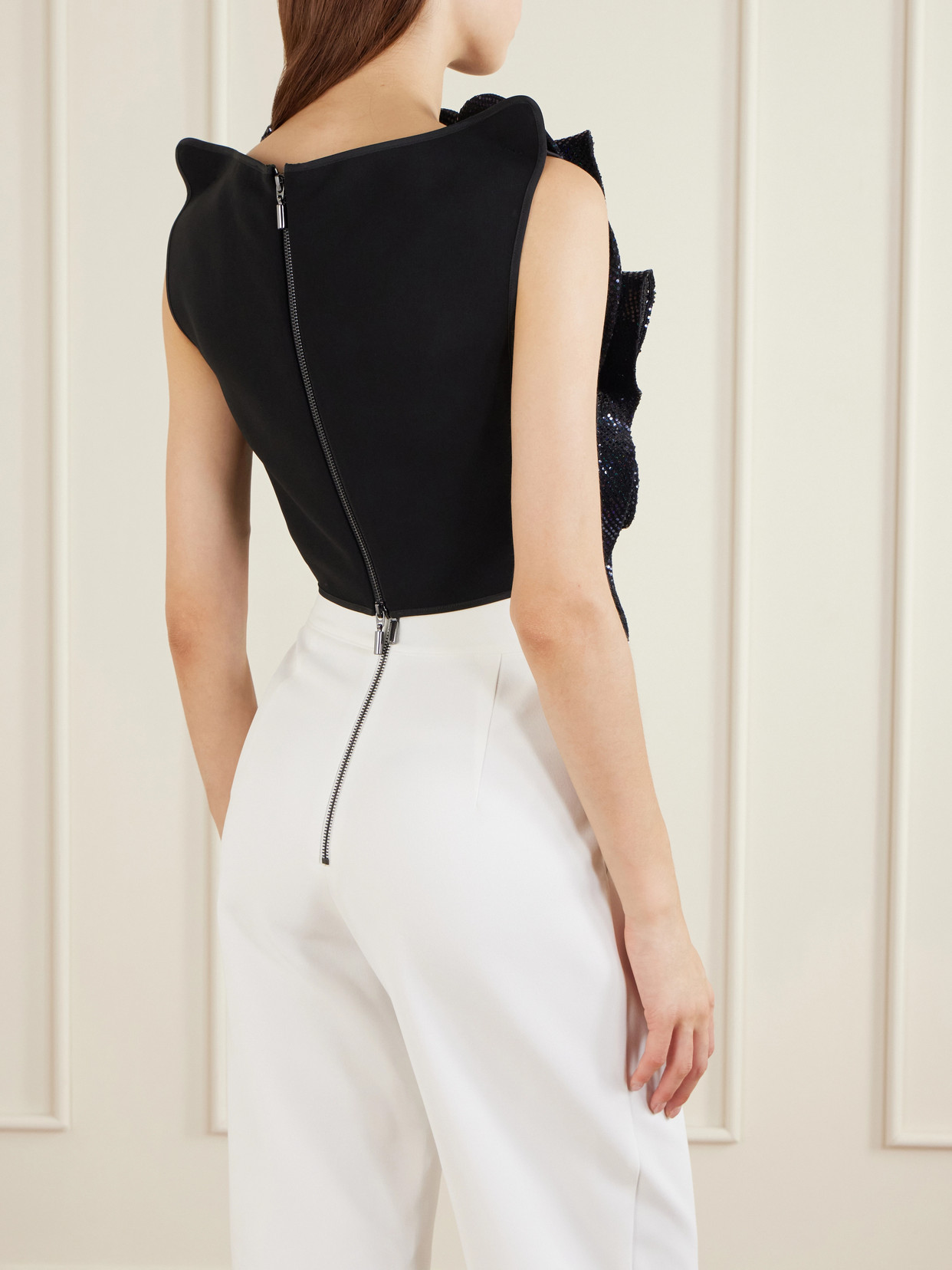 Lavish Bodice Sequin-Embellished Georgette Blouse
