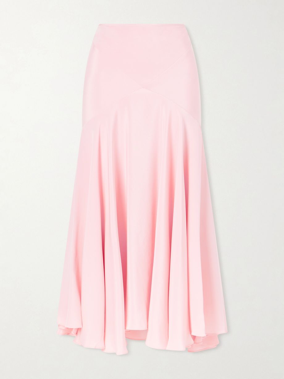 Draped silk-crepe midi skirt