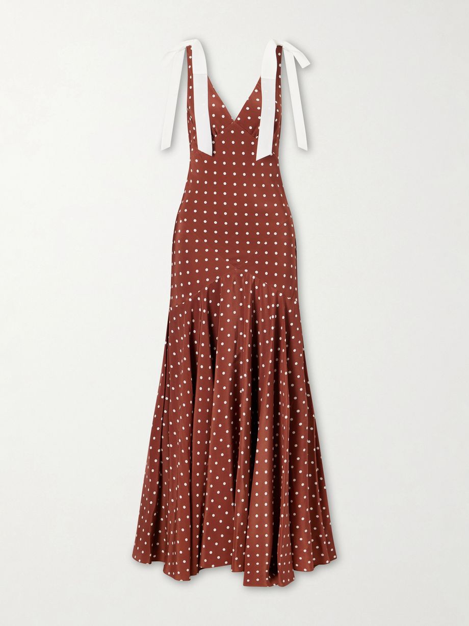Polka-dot silk-crepe midi dress