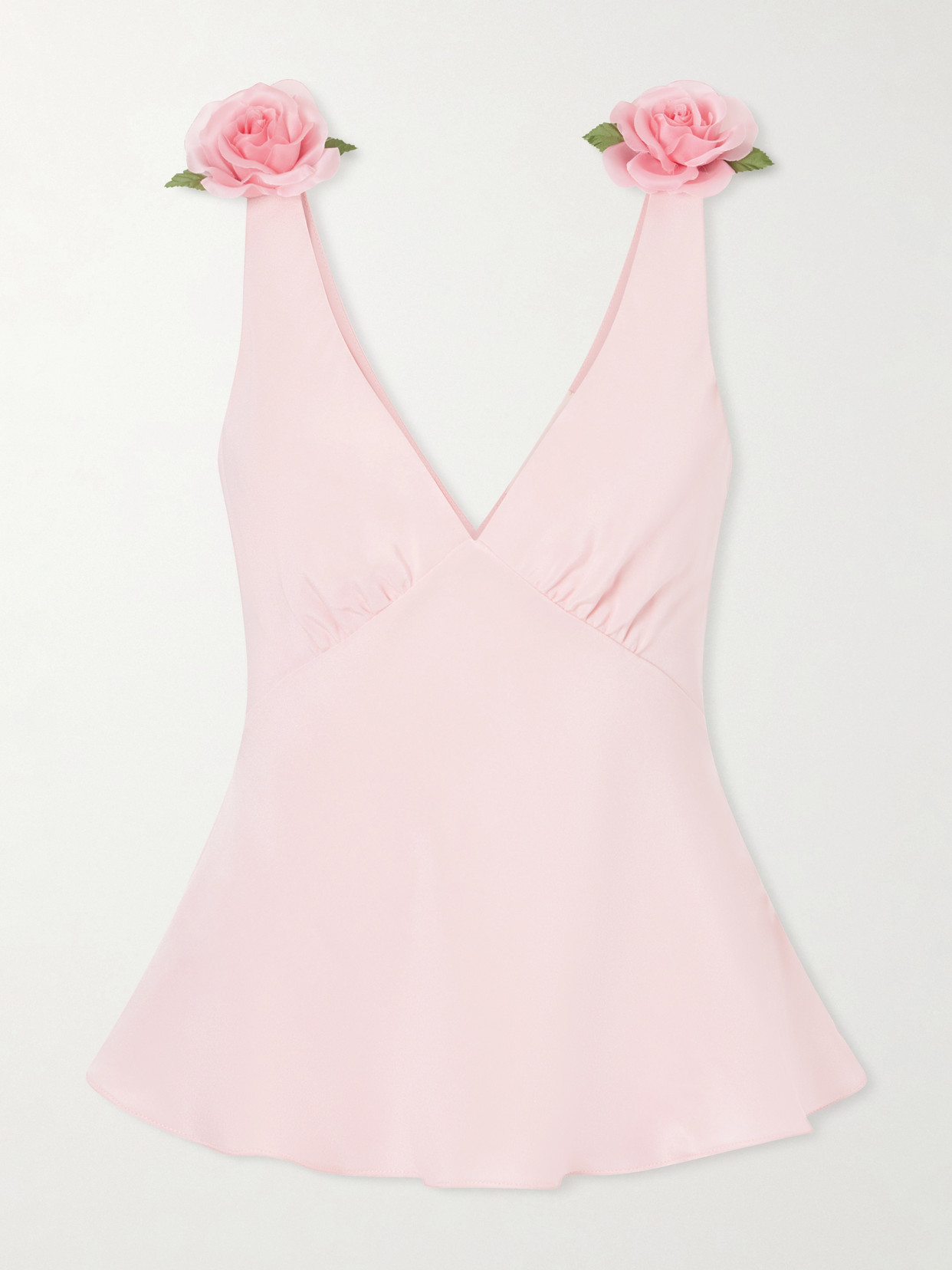 Rodarte Embellished Silk-crepe Top In Pink