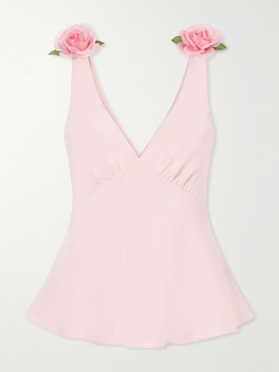 Embellished silk-crepe top