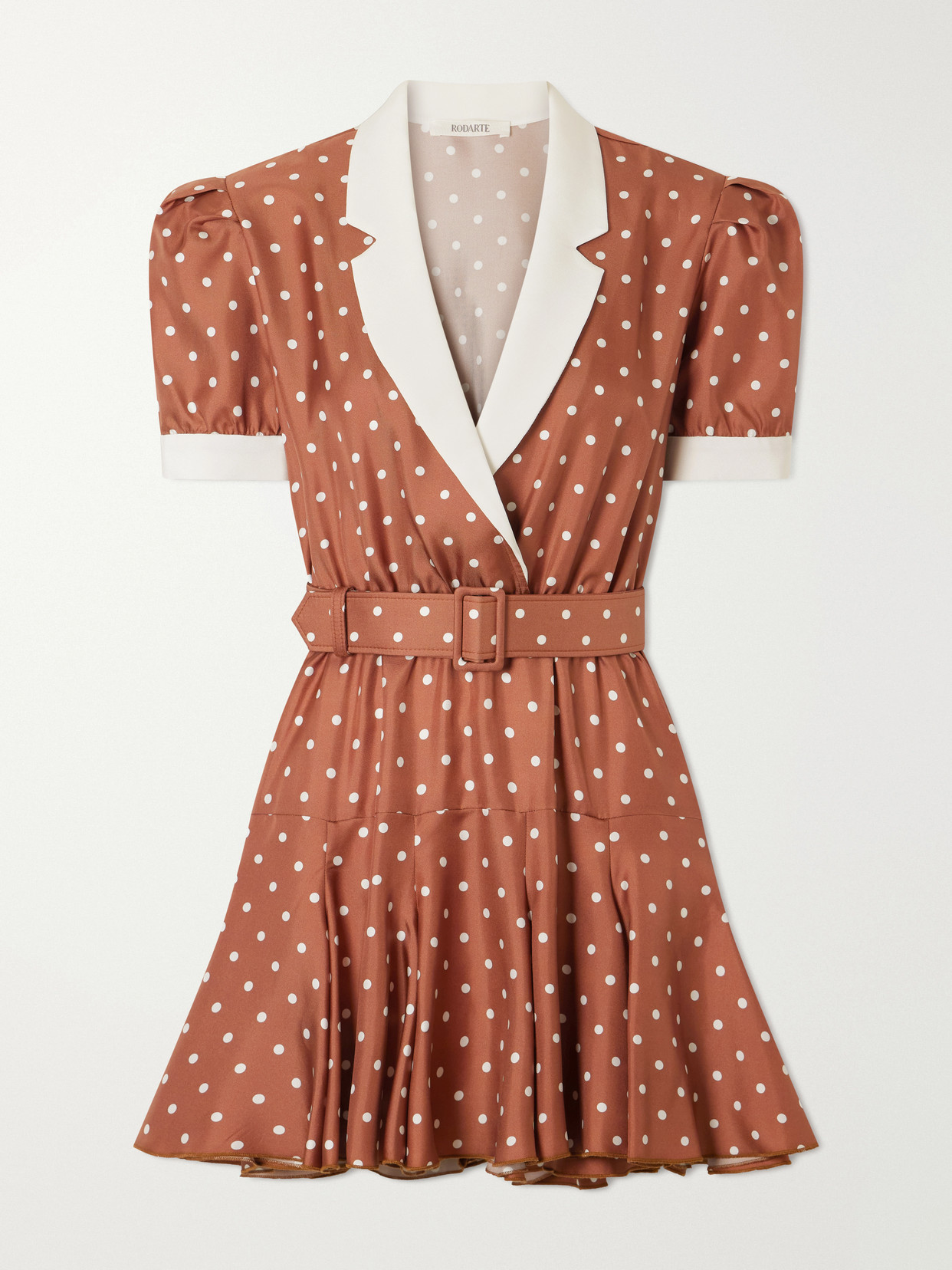 Rodarte Belted Polka-dot Silk Midi Dress In Multi