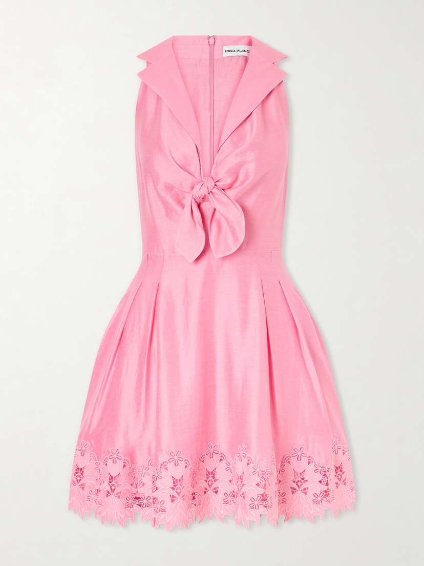 Rebecca Vallance Petalite Knotted Broderie Anglaise-trimmed Poplin Mini Dress | Thumbnail 5 Rebecca Vallance Petalite Knotted Broderie Anglaise-trimmed Poplin Mini Dress | Thumbnail 5