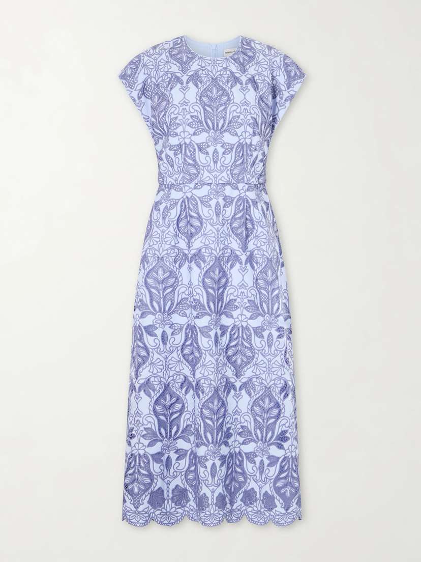 Rebecca Vallance Blooming Lanterns Scalloped Embroidered Cotton Midi Dress | Thumbnail 5