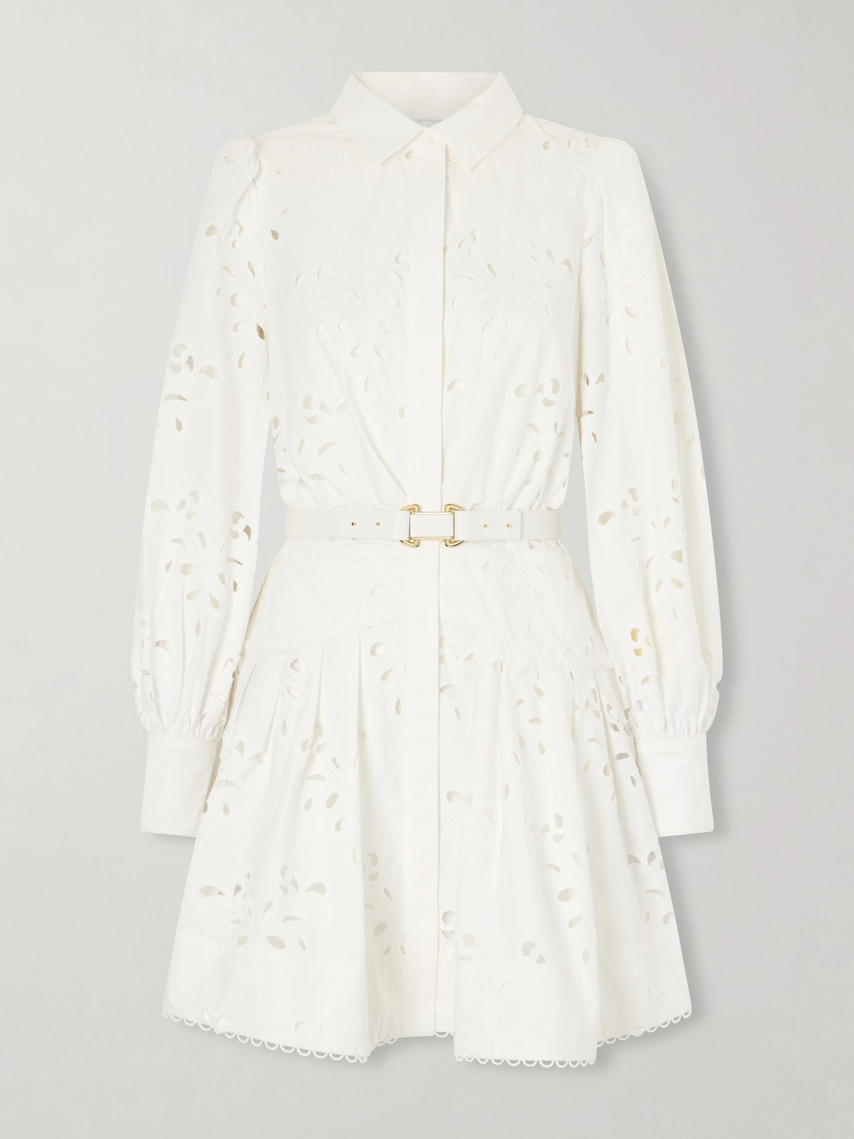 Rebecca Vallance Artesan Beltedbroderie Anglaise Poplin Mini Dress In White