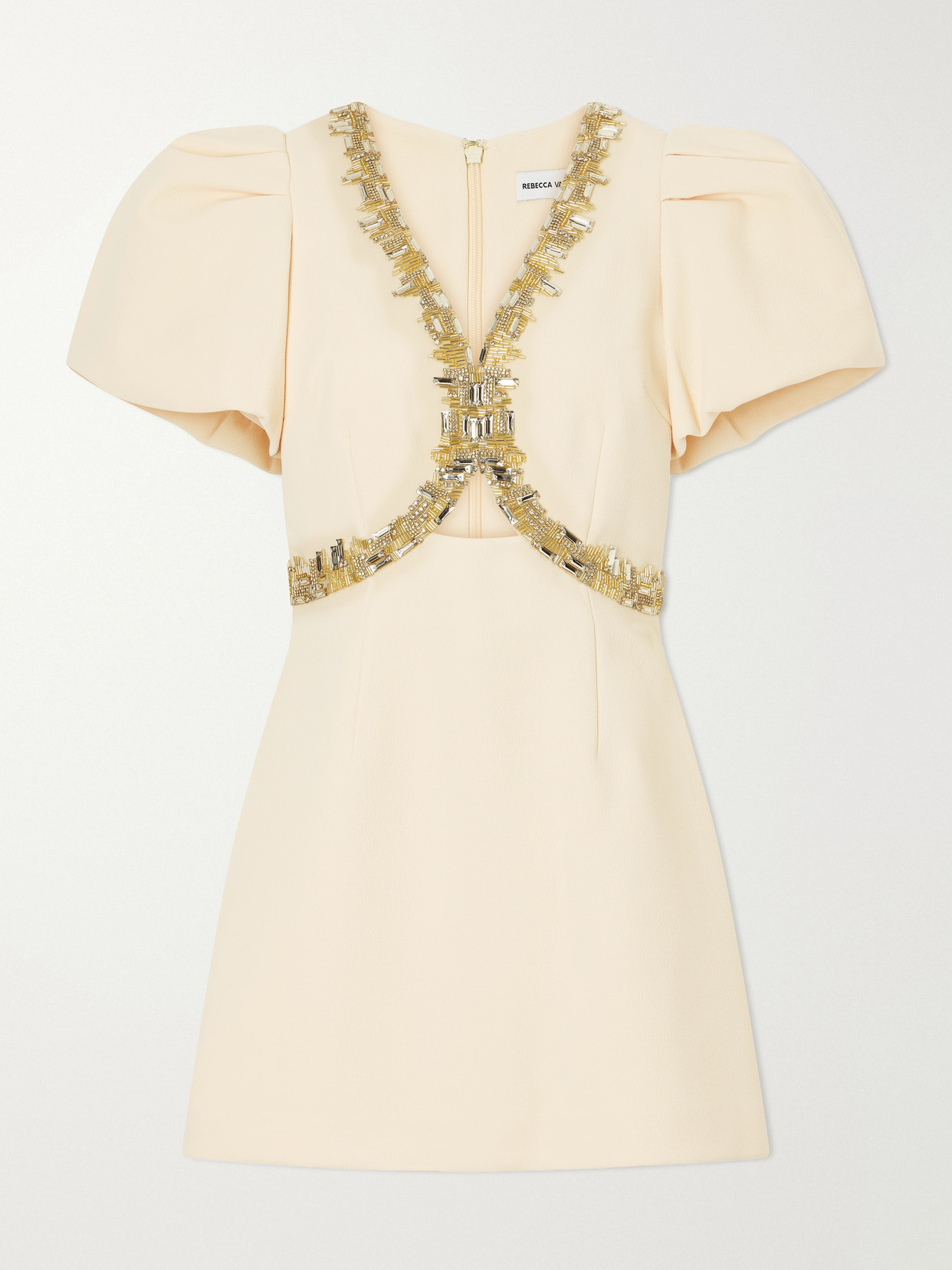 Rebecca Vallance Alexandrite Embellished Cady Mini Dress In Yellow