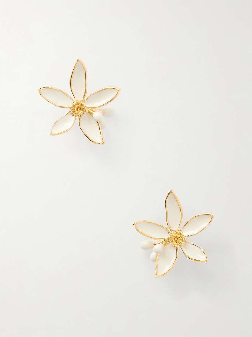Oscar de la Renta Orange Blossom Gold-tone Earrings