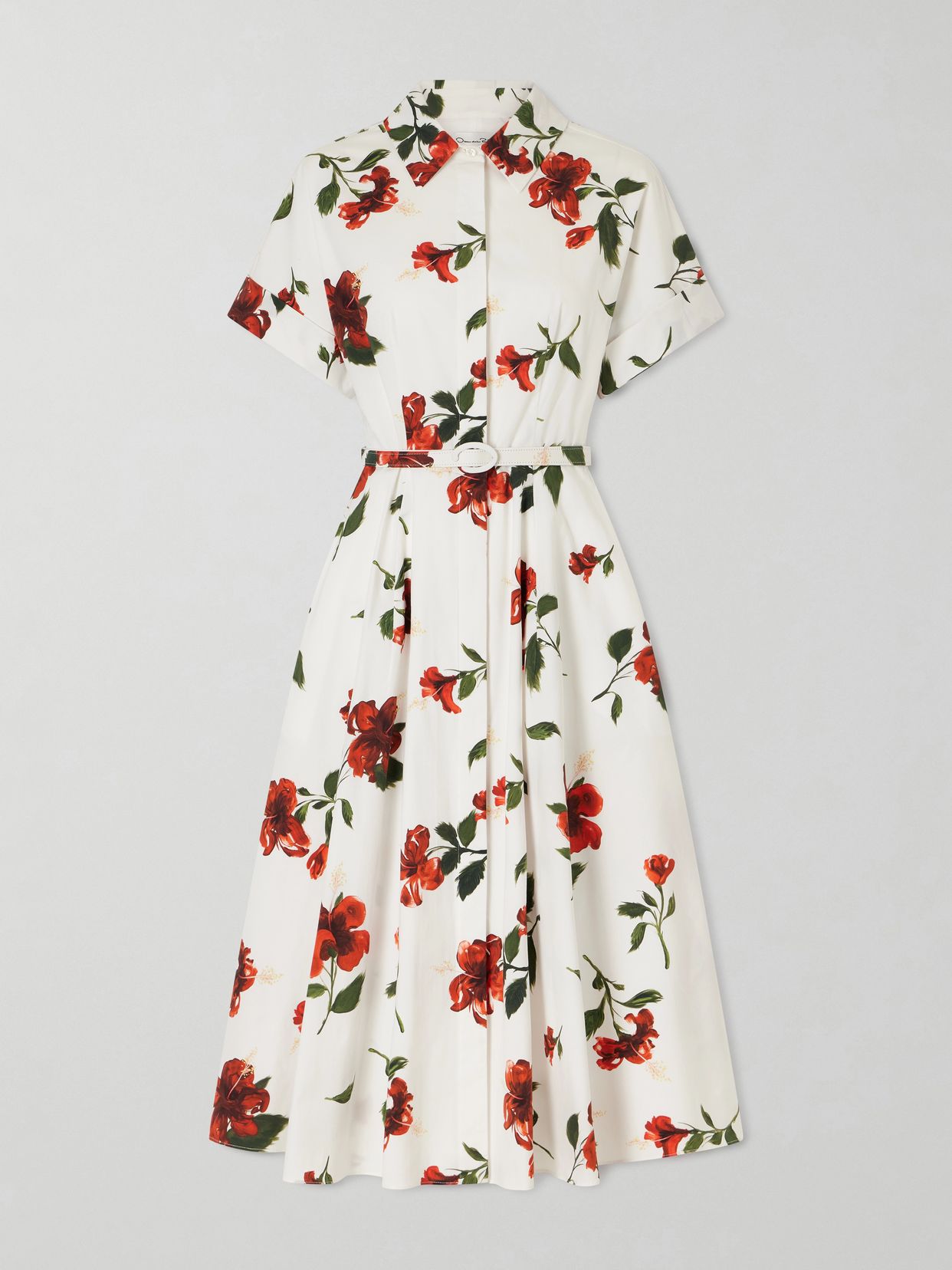 floral print cotton poplin midi dress