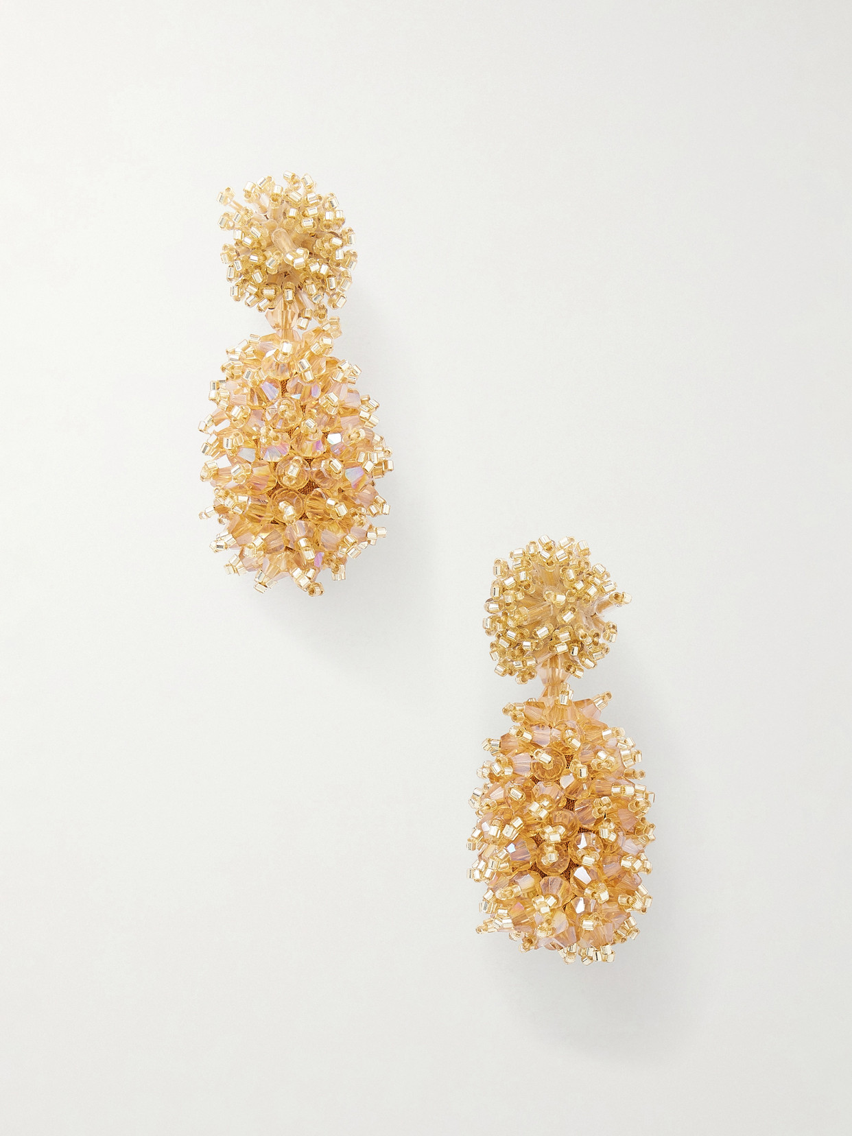 Oscar De La Renta Beaded Gold-tone Earrings In White