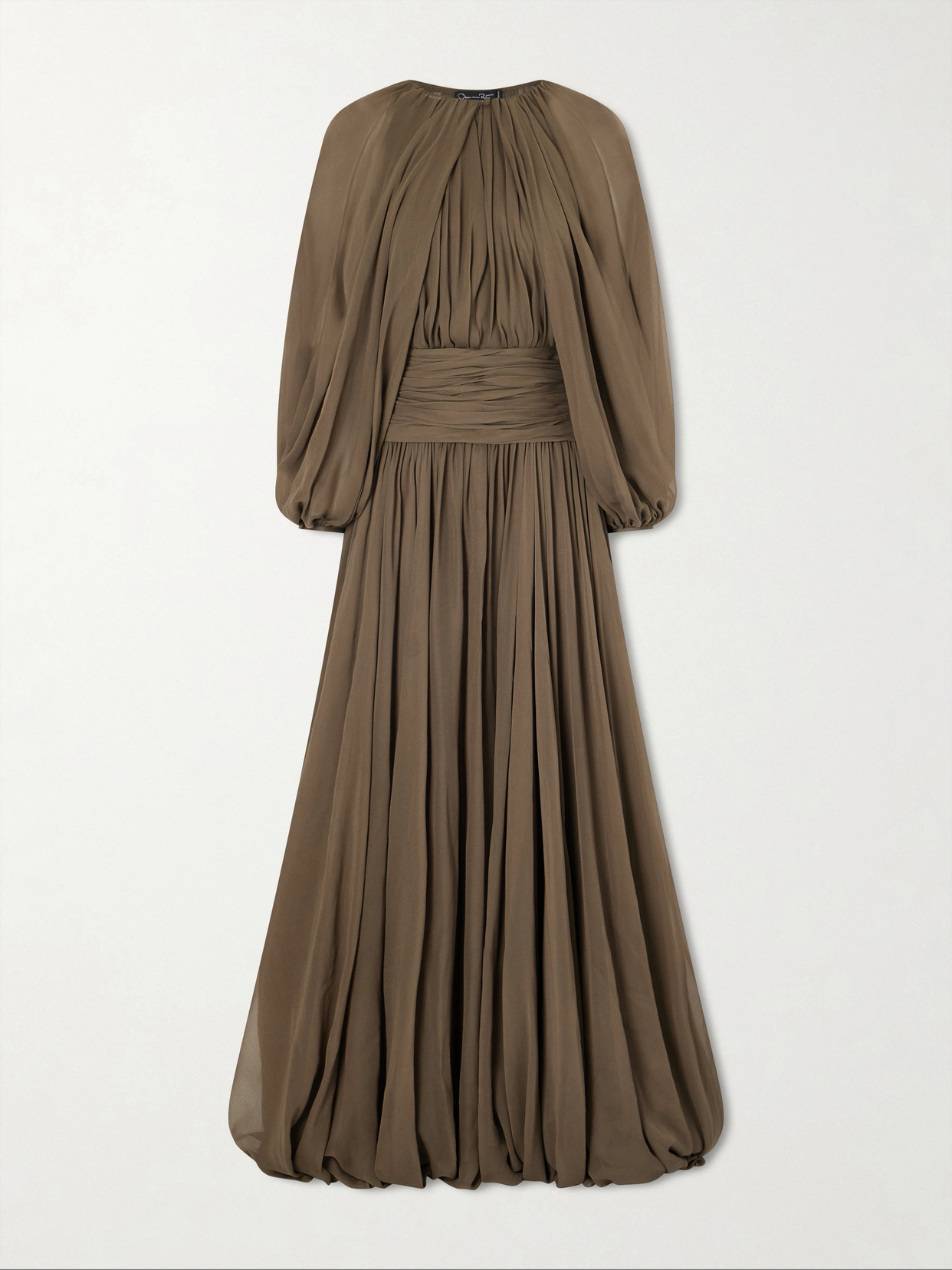 Oscar De La Renta Draped Silk-chiffon Gown In Green