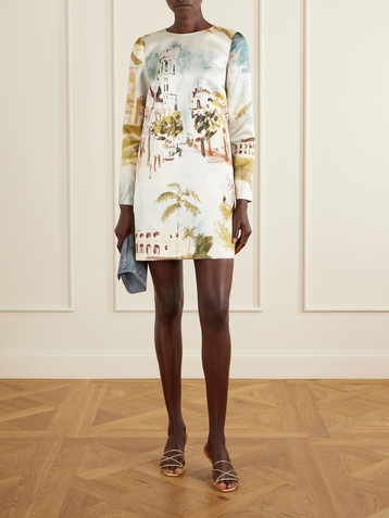 Oscar de la Renta Printed satin mini dress