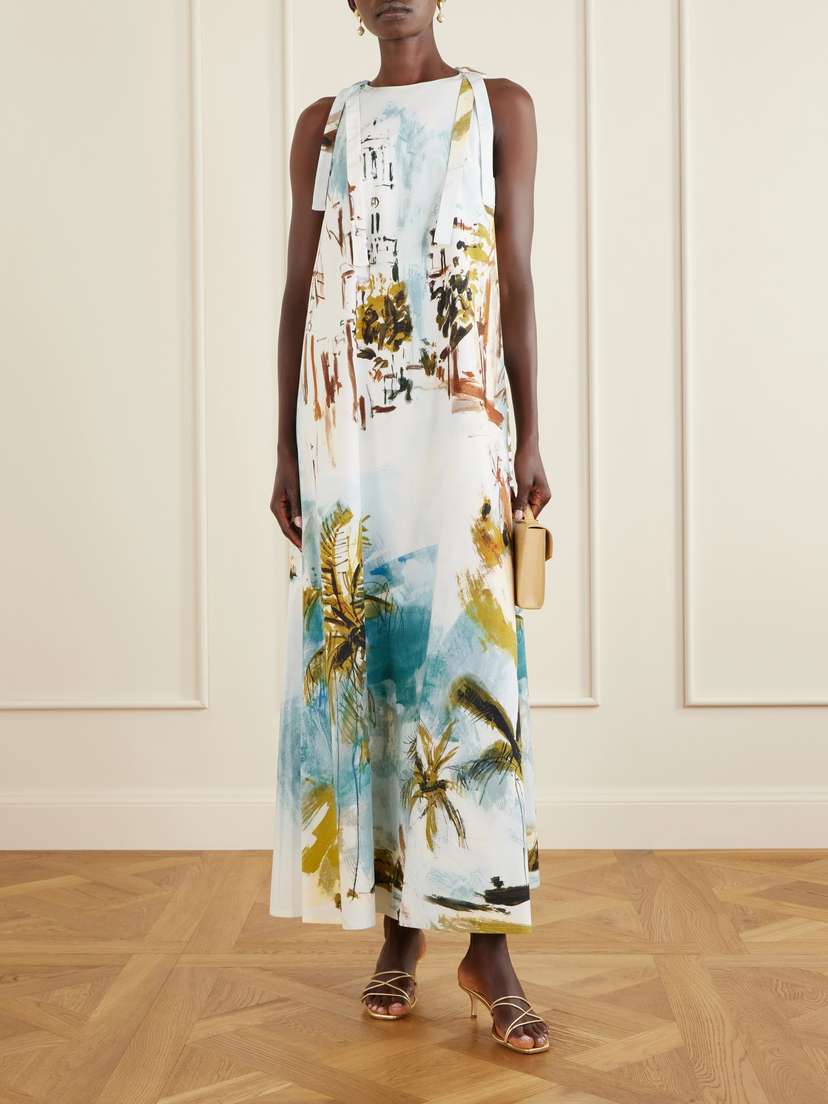 Oscar de la Renta Printed Cotton-blend Poplin Maxi Dress | Thumbnail 2 Oscar de la Renta Printed Cotton-blend Poplin Maxi Dress | Thumbnail 2