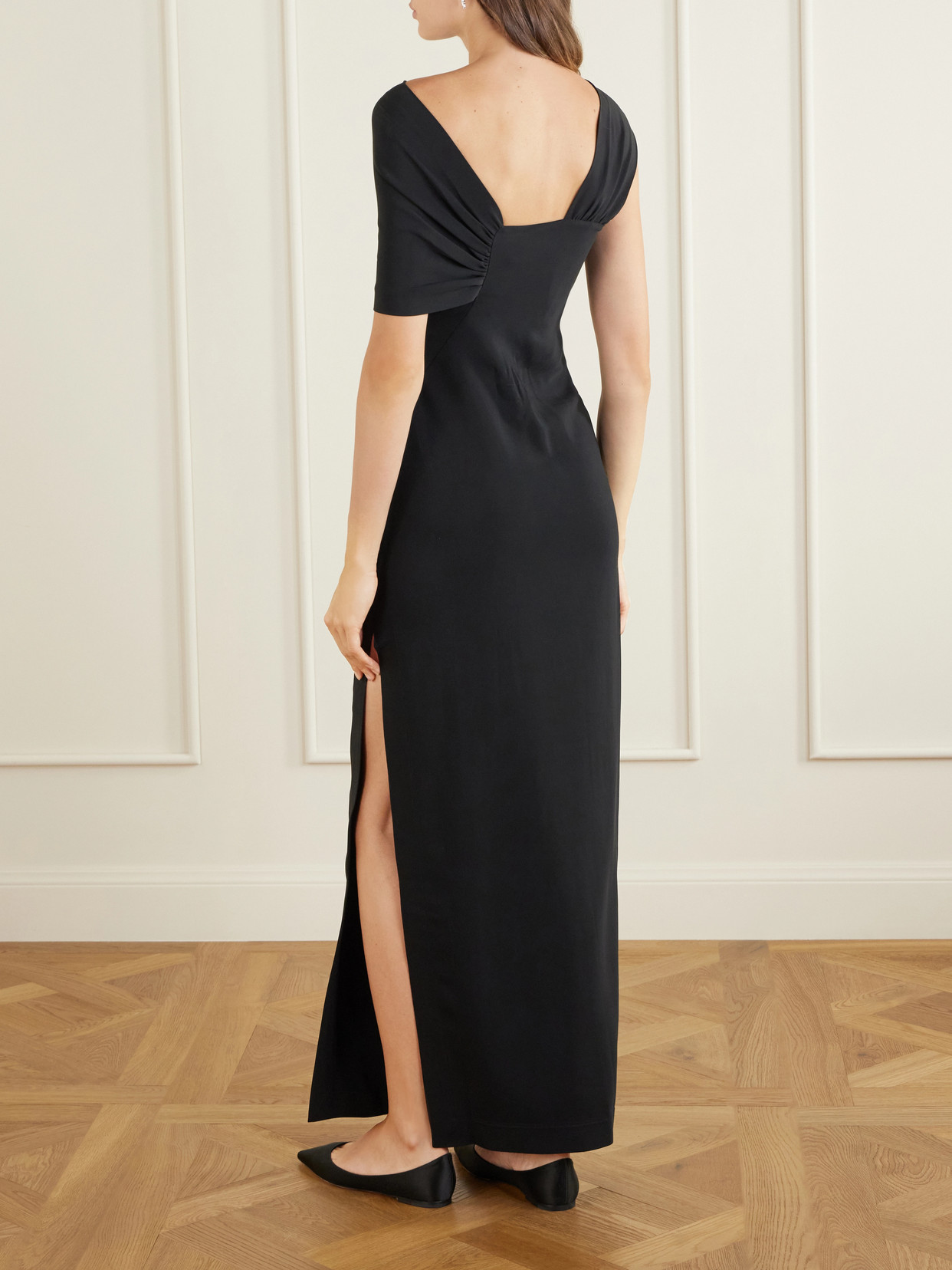 Draped Asymmetric Cady Gown