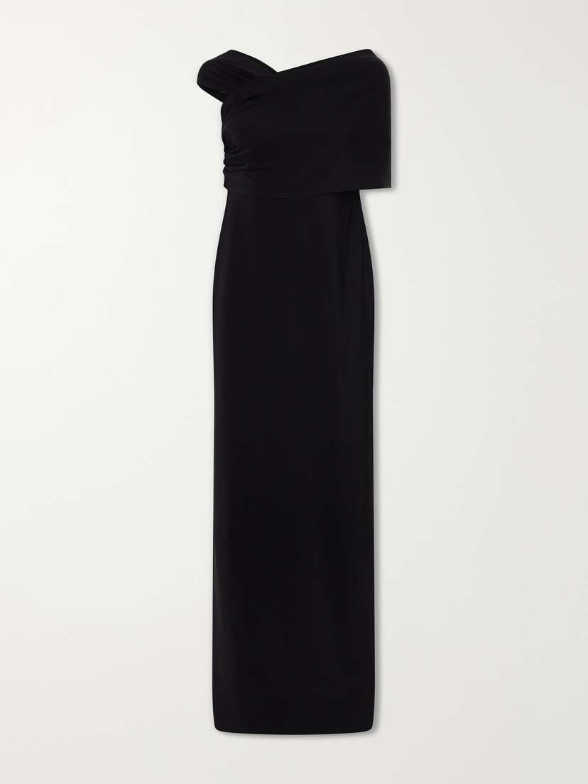 Oscar de la Renta Draped Asymmetric Cady Gown