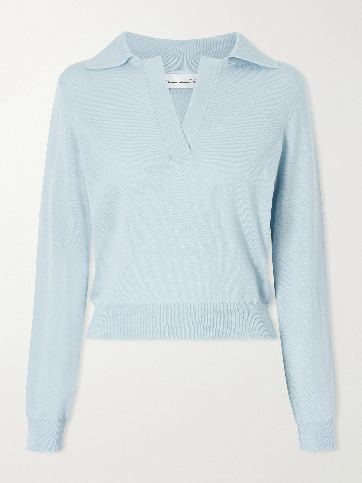 Oscar De La Renta Wool Polo Sweater In Blue