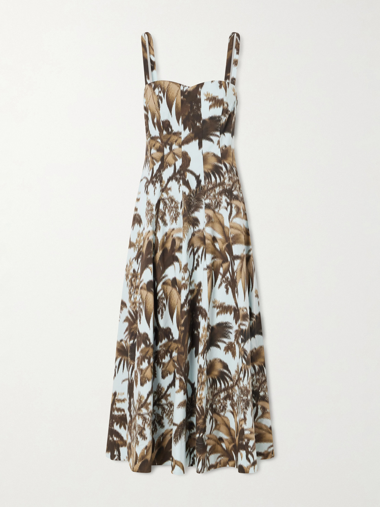 Oscar De La Renta Paneled Printed Cotton-blend Poplin Midi Dress In Multi