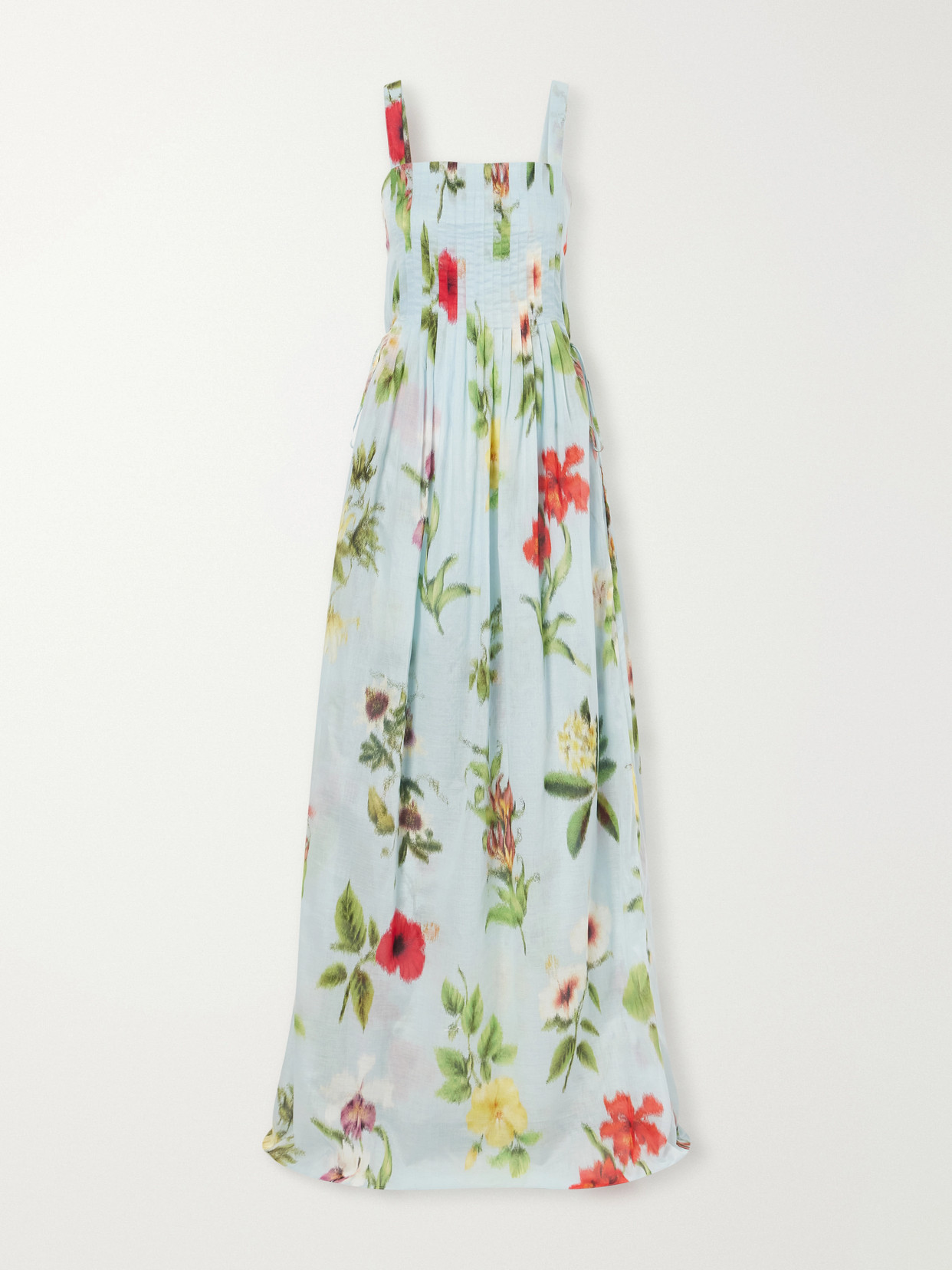 Oscar De La Renta Floral-printed Cotton-voile Gown In Blue