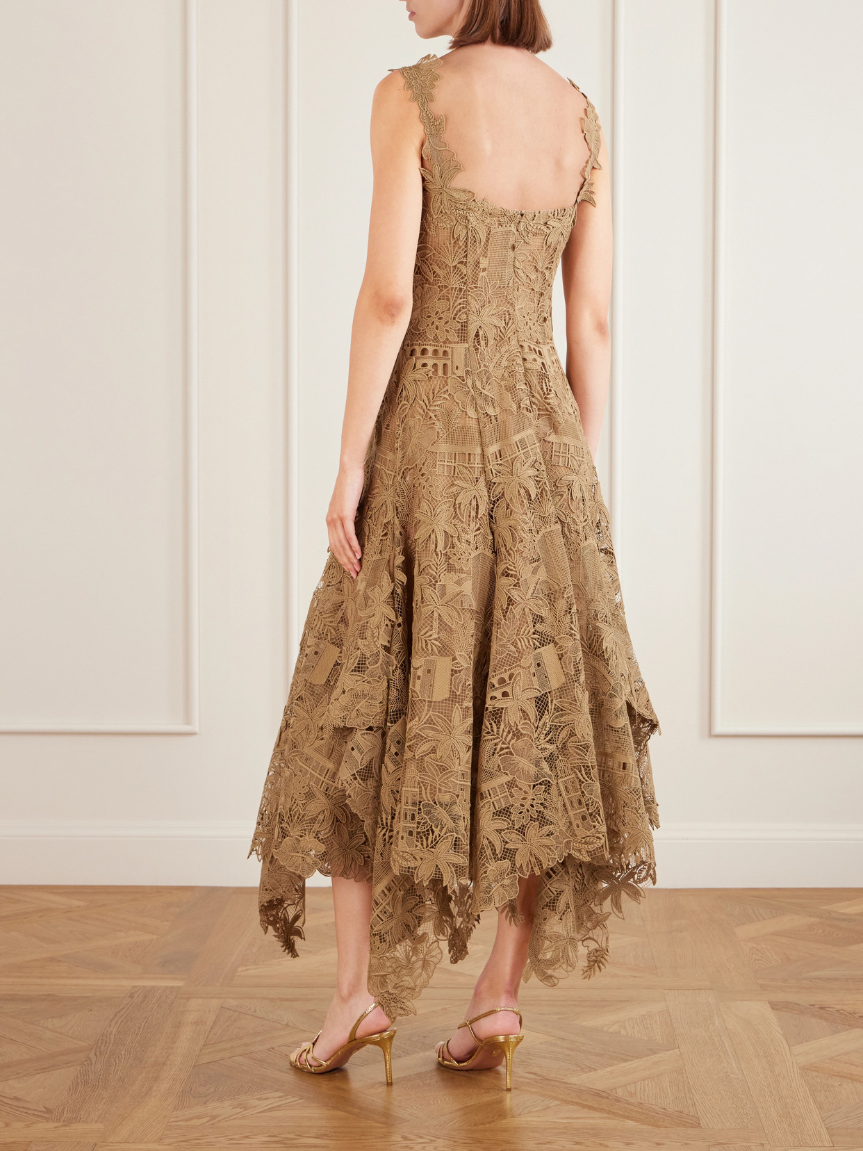 Oscar De La Renta Dominican Republic Toile Guipure Lace Cocktail Dress In Brown