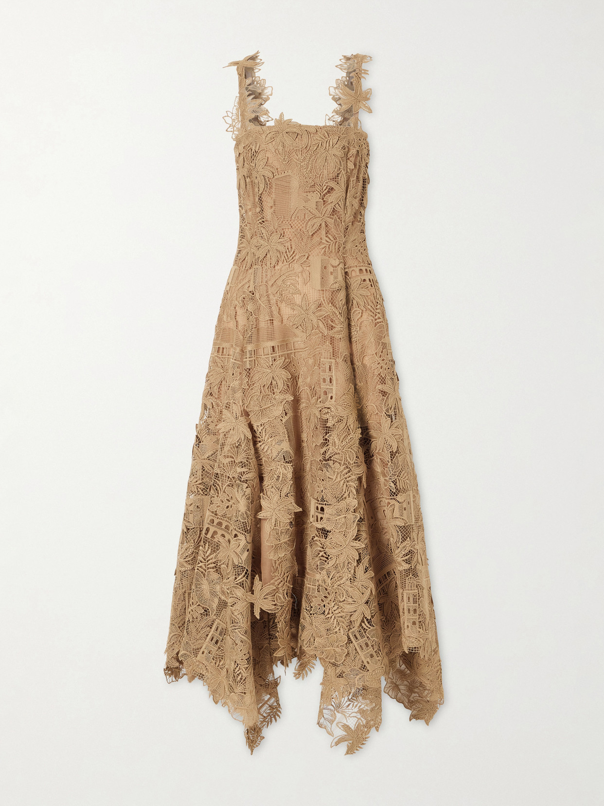 Oscar De La Renta Dominican Republic Toile Guipure Lace Cocktail Dress In Brown