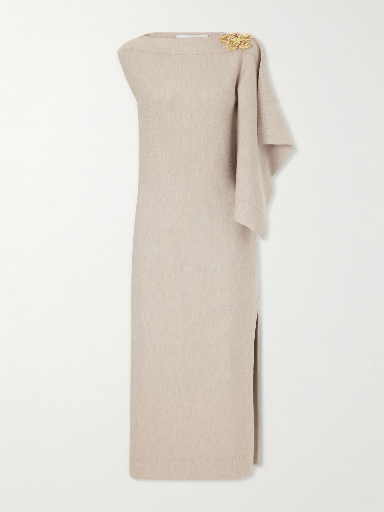 draped wool blend knitted midi dress
