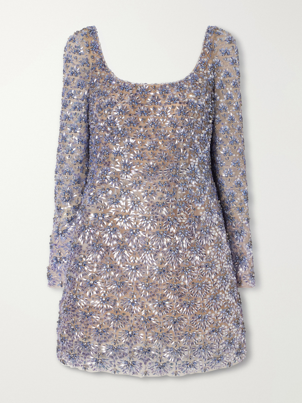 Oscar De La Renta Crystal-embellished Mini Dress In Blue