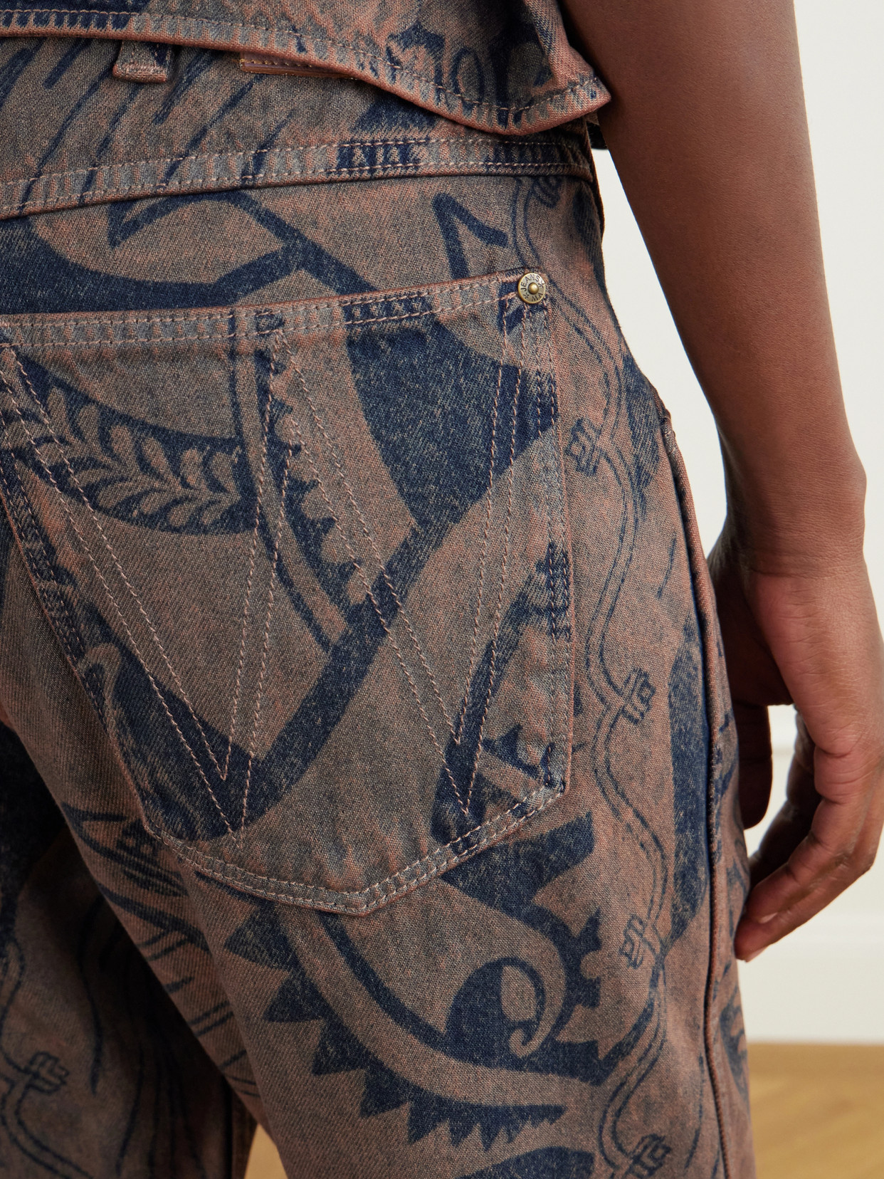 Ranch Printed High-Waisted Straight-Leg Organic Jeans