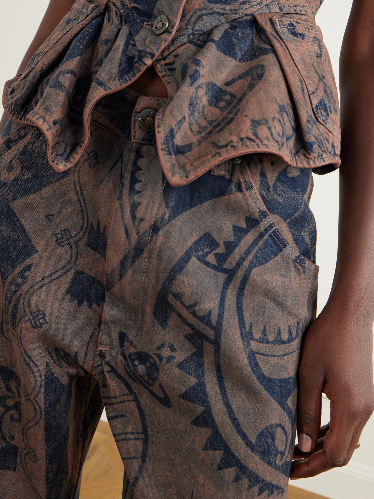 Ranch Printed High-Waisted Straight-Leg Organic Jeans