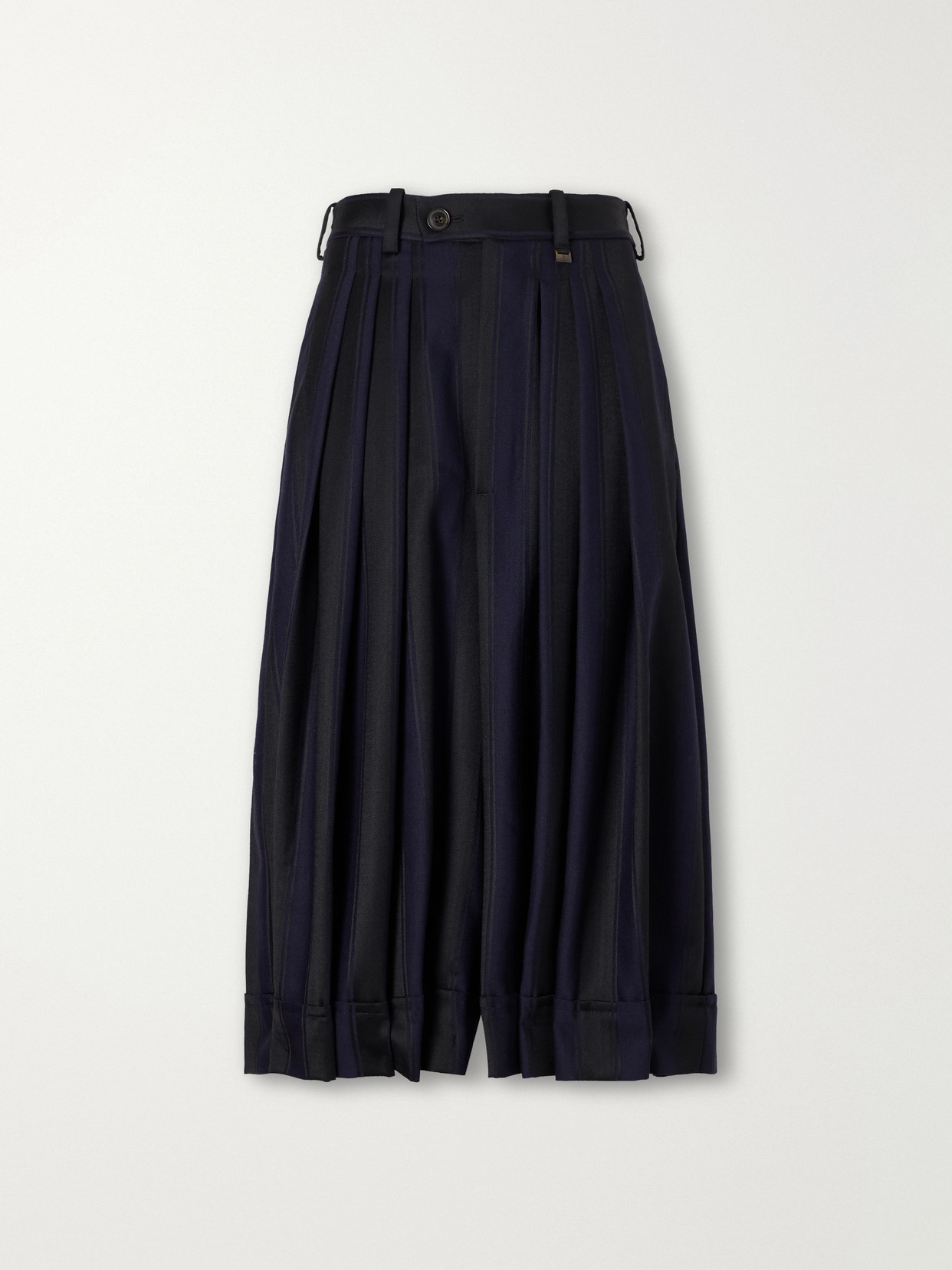 Vivienne Westwood Striped Satin-wool Culotte Shorts In Blue