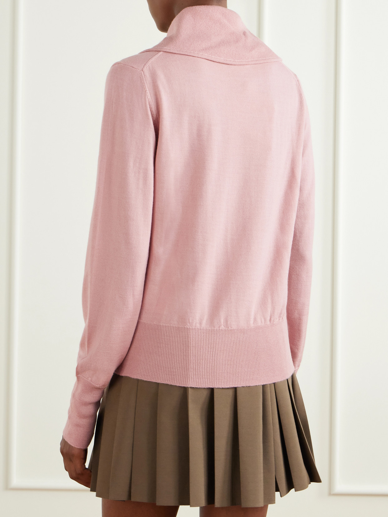 Tie Bea Logo-Embroidered Wool Polo Sweater
