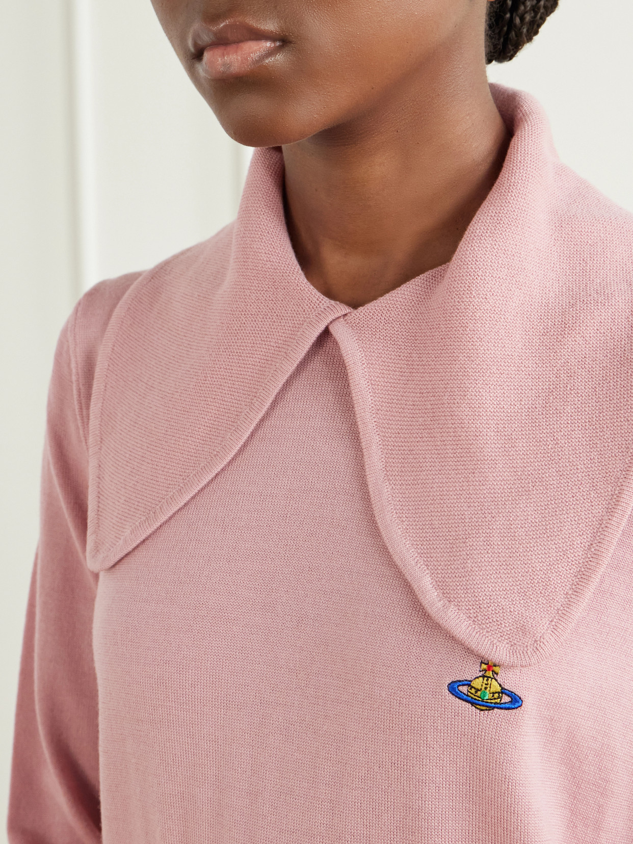 Tie Bea Logo-Embroidered Wool Polo Sweater